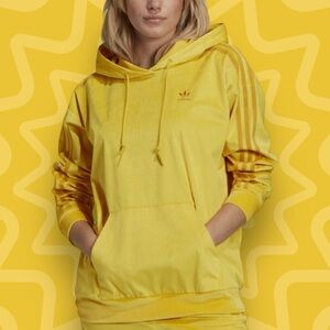 adidas Originals Women's Comfy Cords Velvet Corduroy Pullover Hoodie-Size Small